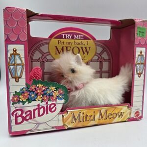 Mattel Barbie Mitzi Meow Kitty Cat 1993 White Fluffy VTG Working New Old Stock